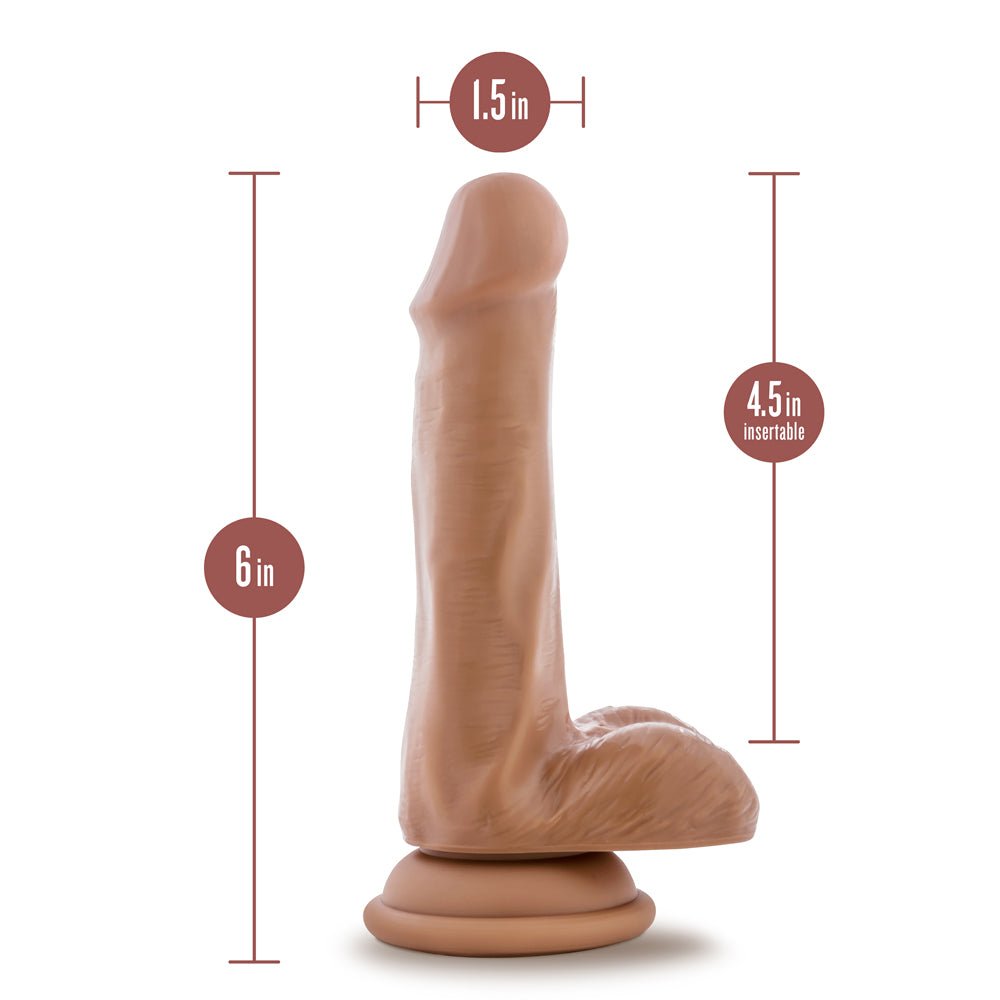 Dr. Skin Plus Realistic 6 in. Triple Density Posable Dildo with Balls Tan - Image 7