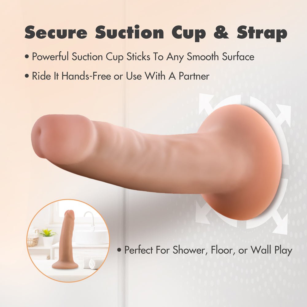 Dr. Skin Plus Realistic 5 in. Triple Density Posable Dildo Beige - Image 9