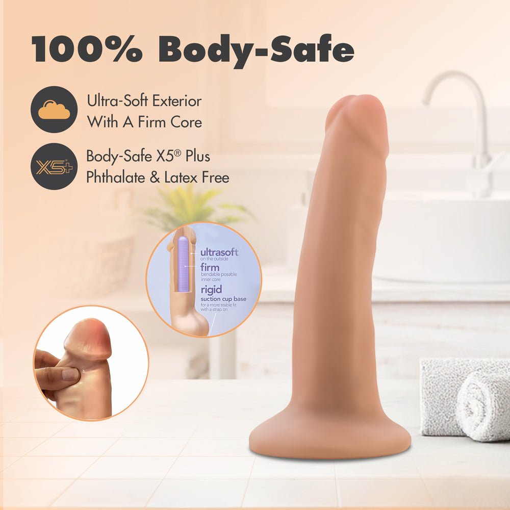 Dr. Skin Plus Realistic 5 in. Triple Density Posable Dildo Beige - Image 10
