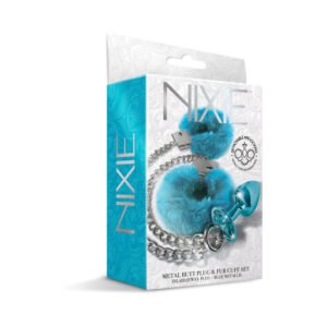 Alternative view of Nixie Metal Butt Plug & Furry Handcuff Set Medium Blue Metallic