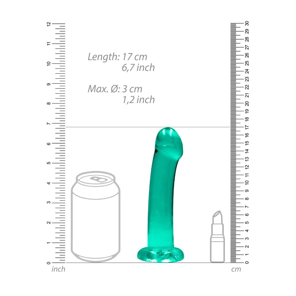 RealRock Crystal Clear Non-Realistic 7 in. Dildo With Suction Cup Turquoise - Image 6