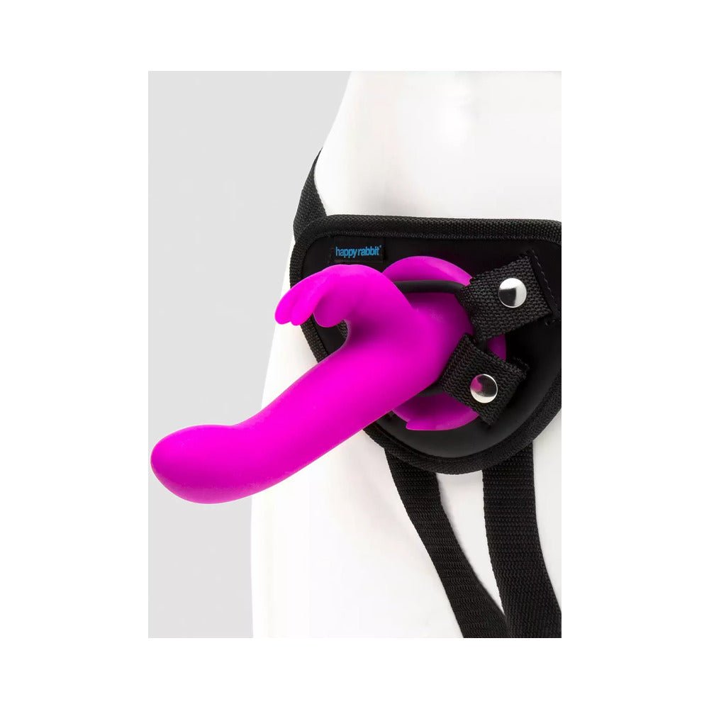 Happy Rabbit Rechargeable Silicone Vibrating Strap-On Harness Set Purple - Image 2