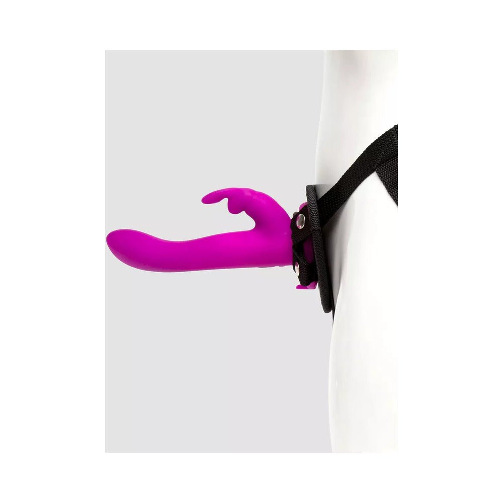 Happy Rabbit Rechargeable Silicone Vibrating Strap-On Harness Set Purple - Image 3