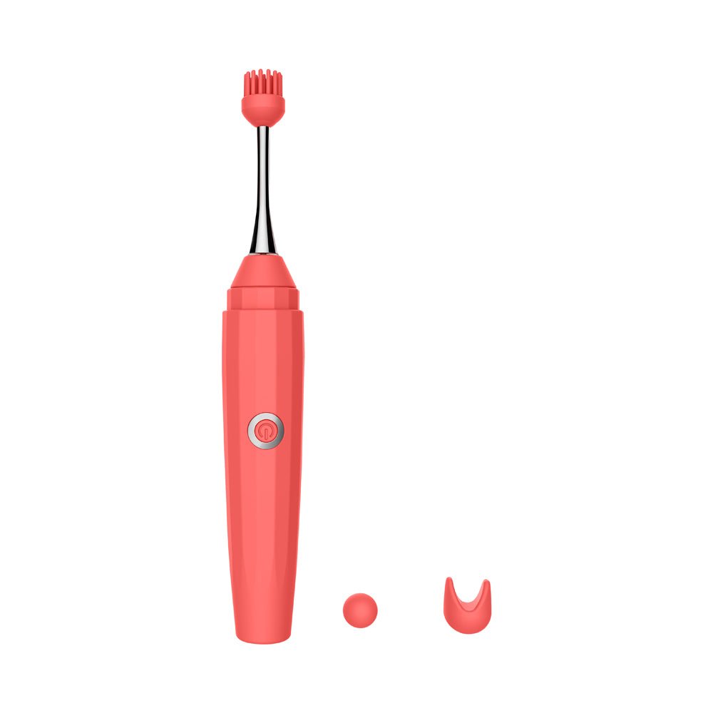 Luv Inc Op10 Orgasm Pen Rechargeable Pinpoint Vibrator with 3 Attachments Coral - Image 2