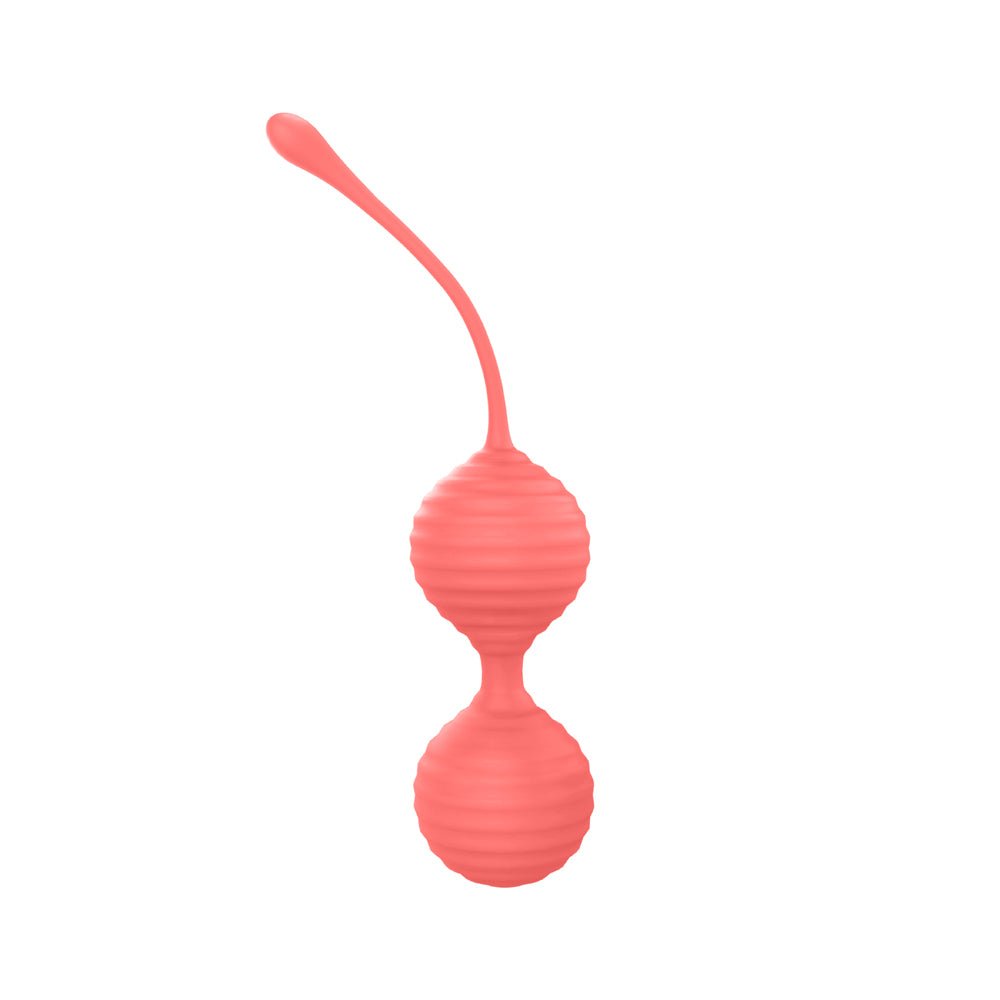 Luv Inc Kg88 Kegel Balls Ribbed Silicone 2-Piece Set Coral - Image 2