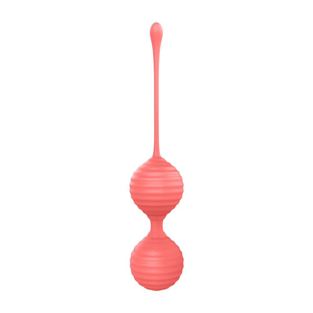Luv Inc Kg88 Kegel Balls Ribbed Silicone 2-Piece Set Coral - Image 4