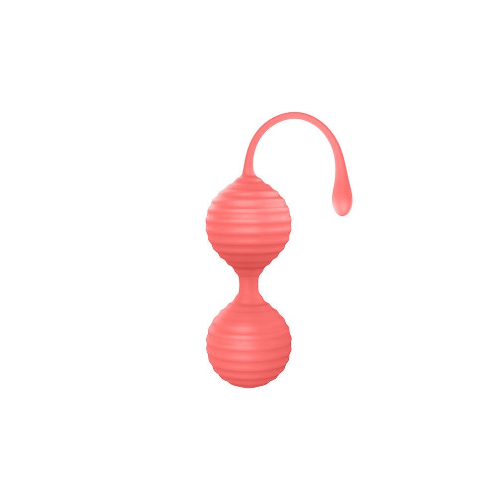 Luv Inc Kg88 Kegel Balls Ribbed Silicone 2-Piece Set Coral - Image 6