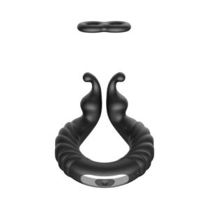 Alternative view of Forto F-24 Rechargeable Silicone Textured Vibrating Cockring Black