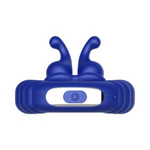 Forto F-24 Rechargeable Silicone Textured Vibrating Cockring Blue - Image 6