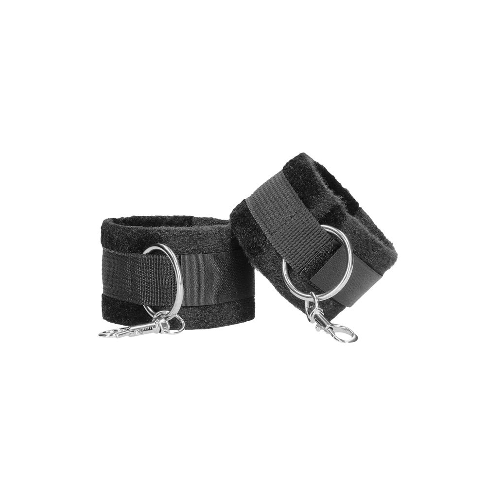 Ouch! Black & White Adjustable Velcro Wrist or Ankle Cuffs Black - Image 2