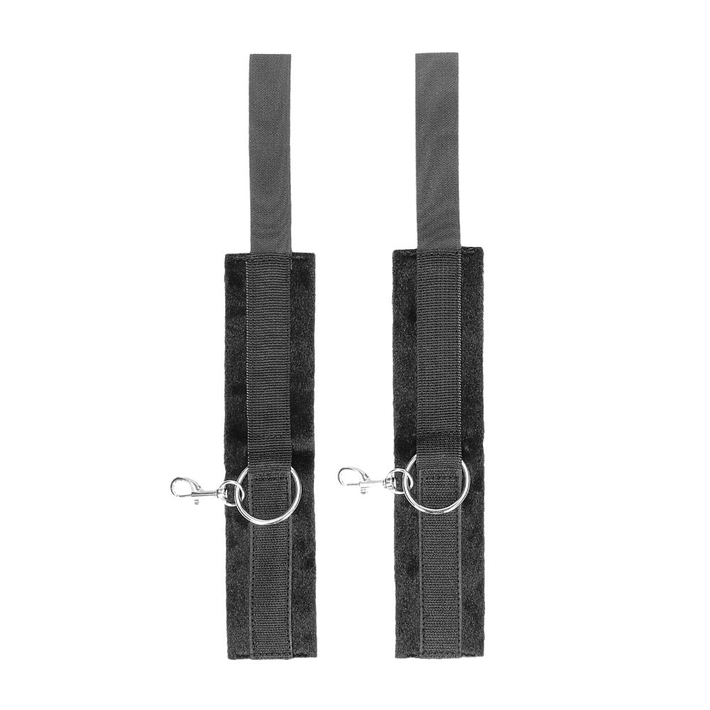 Ouch! Black & White Adjustable Velcro Wrist or Ankle Cuffs Black - Image 3