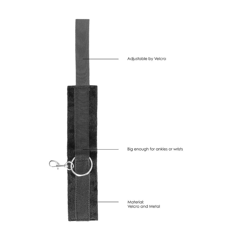 Ouch! Black & White Adjustable Velcro Wrist or Ankle Cuffs Black - Image 5
