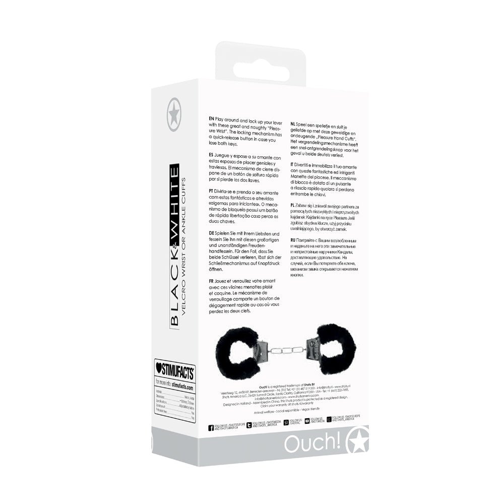 Ouch! Black & White Adjustable Velcro Wrist or Ankle Cuffs Black - Image 8