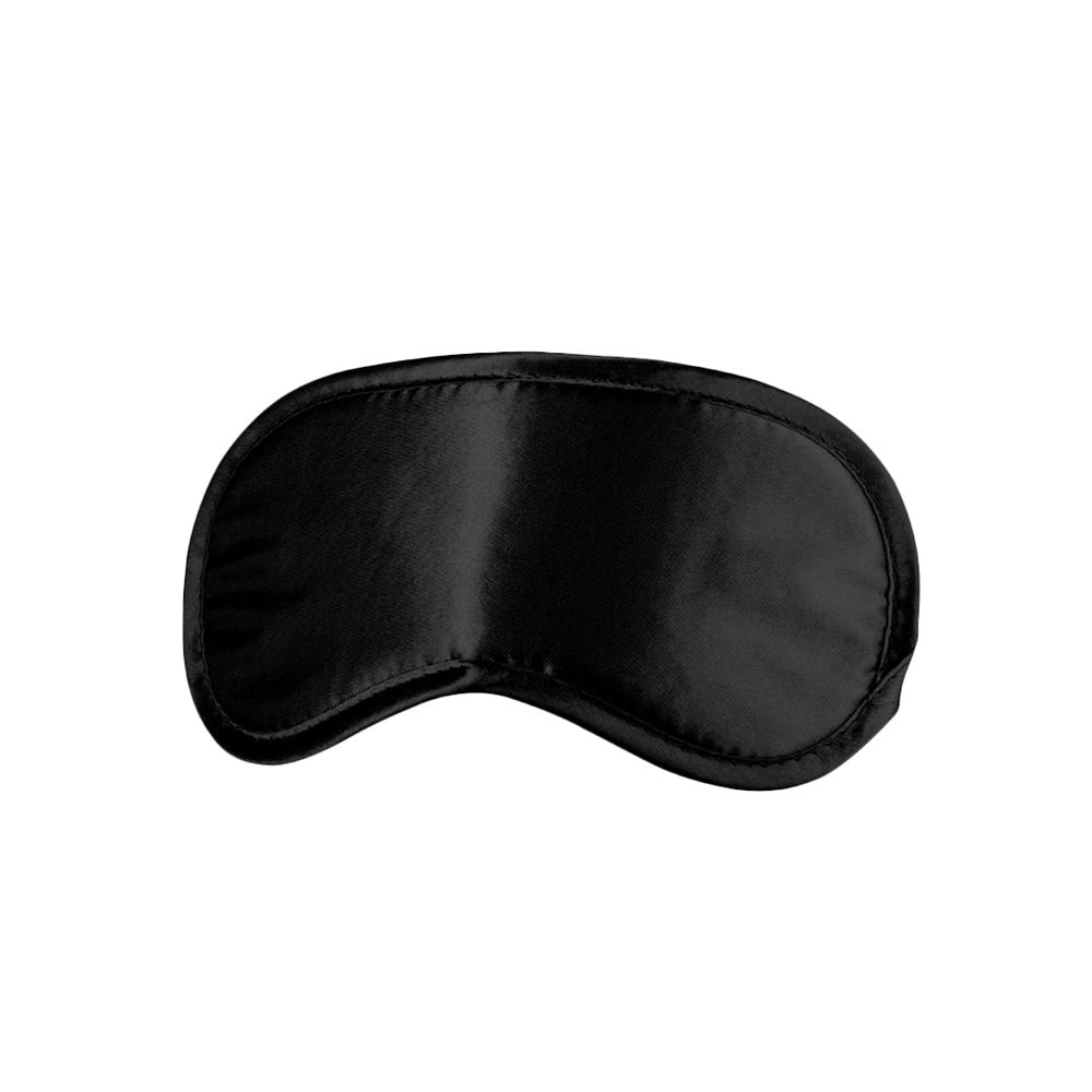 Ouch! Black & White Satin Eye Mask Blindfold Black - Image 2