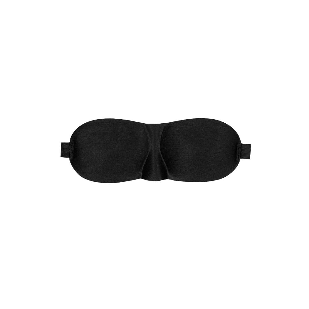 Ouch! Black & White Satin Curvy Eye Mask With Elastic Straps Blindfold Black - Image 2
