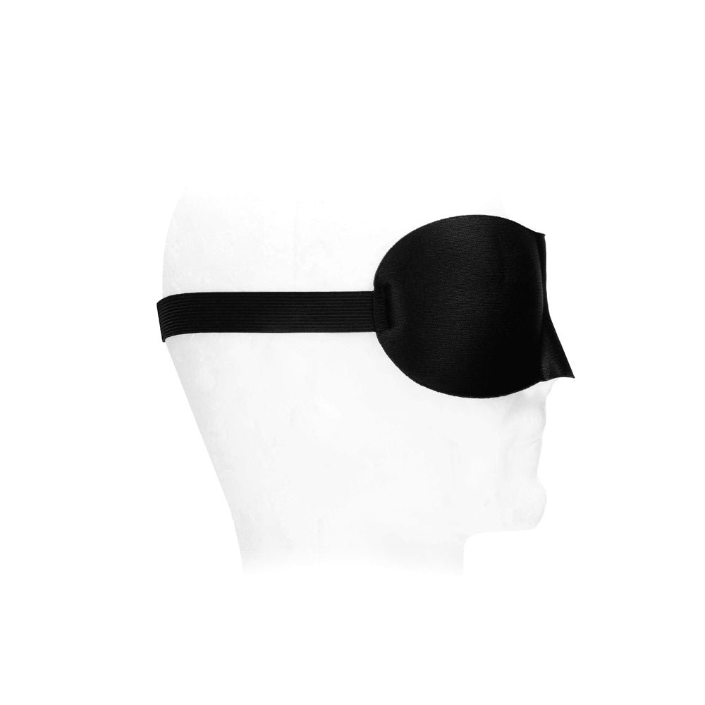 Ouch! Black & White Satin Curvy Eye Mask With Elastic Straps Blindfold Black - Image 3