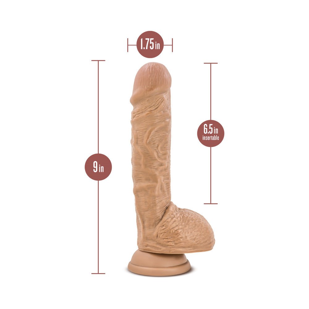 Au Naturel Big Billy 9 in. Posable Dual Density Dildo with Balls Tan - Image 5