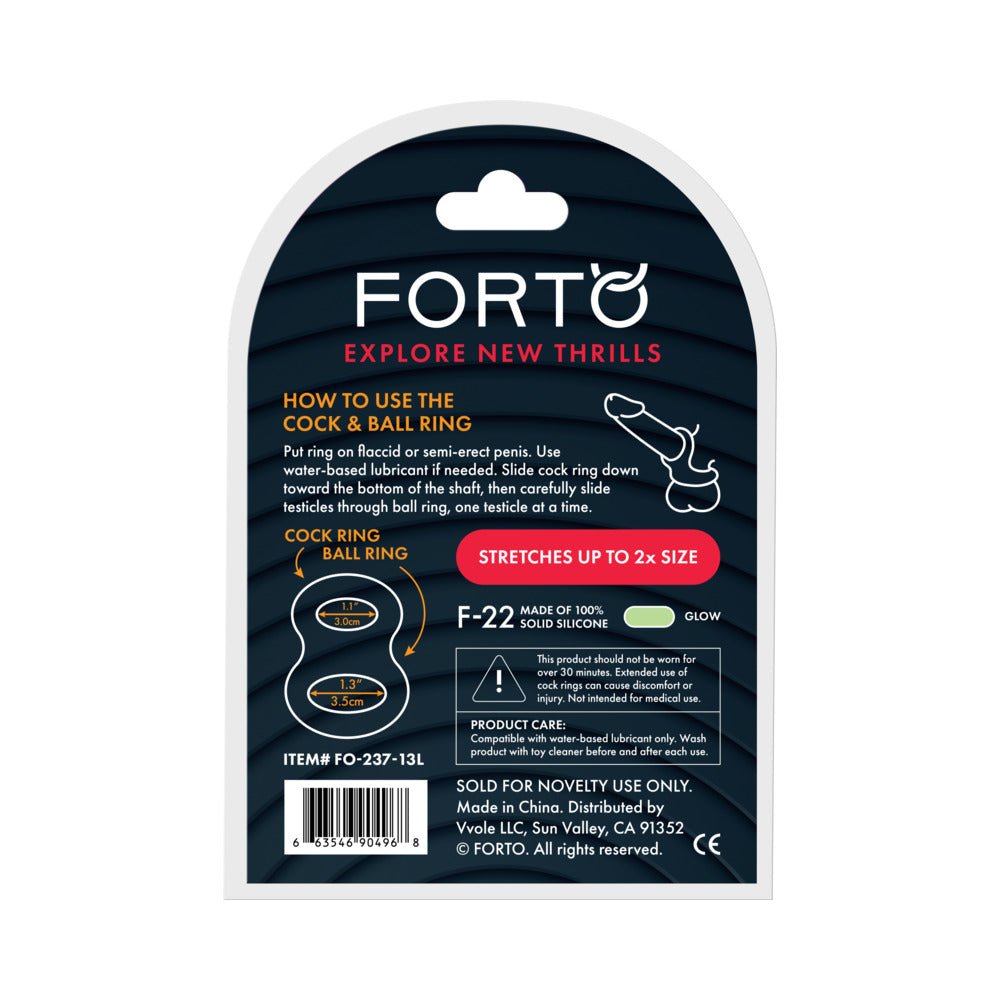 Forto F-22 Liquid Silicone Cock & Ball D-Ring Large Glow - Image 4