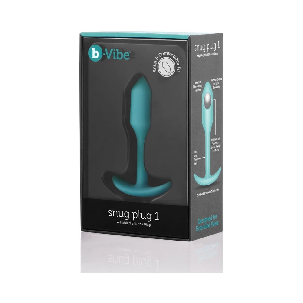 b-Vibe Snug Plug 1 Weighted Silicone Anal Plug Mint - Image 2
