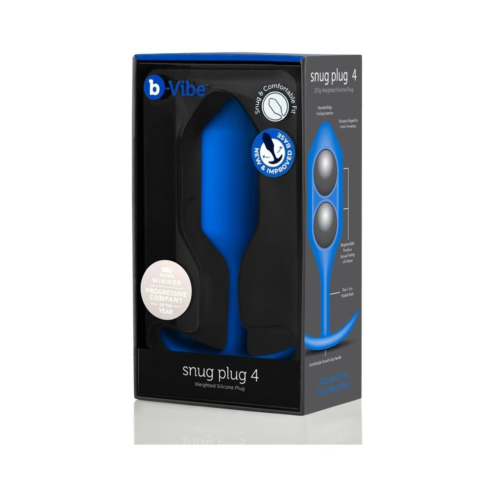 b-Vibe Snug Plug 4 Weighted Silicone Anal Plug Navy - Image 2