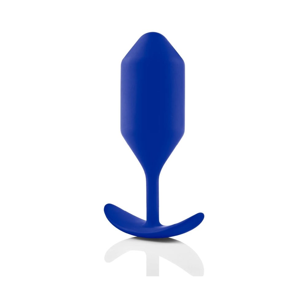 b-Vibe Snug Plug 4 Weighted Silicone Anal Plug Navy - Image 4