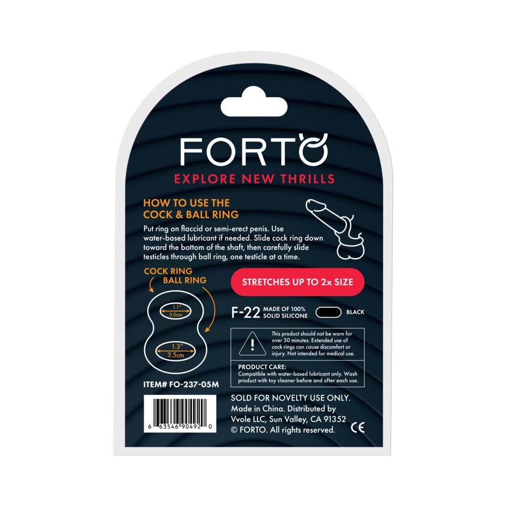 Forto F-22 Liquid Silicone Cock & Ball D-Ring Medium Black - Image 4