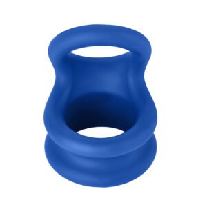 Alternative view of Forto F-20 Liquid Silicone Cockring & Ball Stretcher Small Blue
