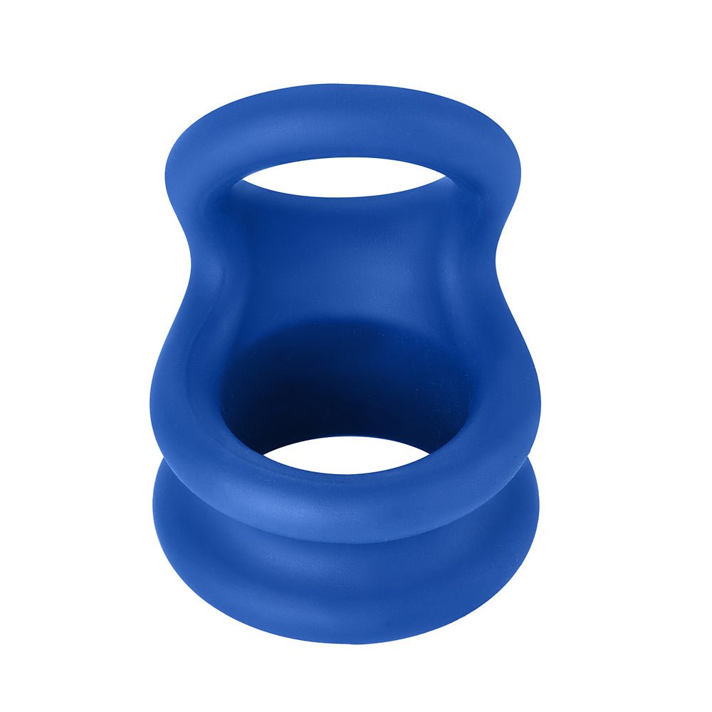 Forto F-20 Liquid Silicone Cockring & Ball Stretcher Small Blue - Image 2