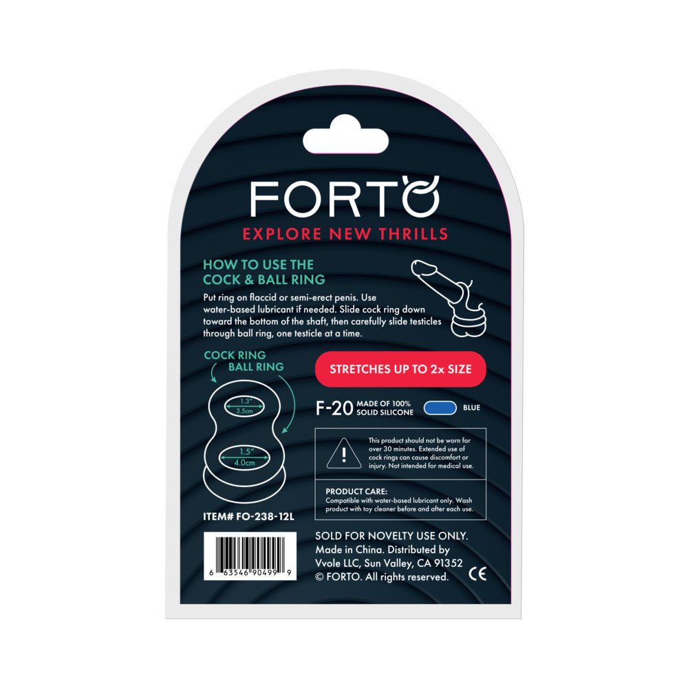 Forto F-20 Liquid Silicone Cockring & Ball Stretcher Large Blue - Image 5