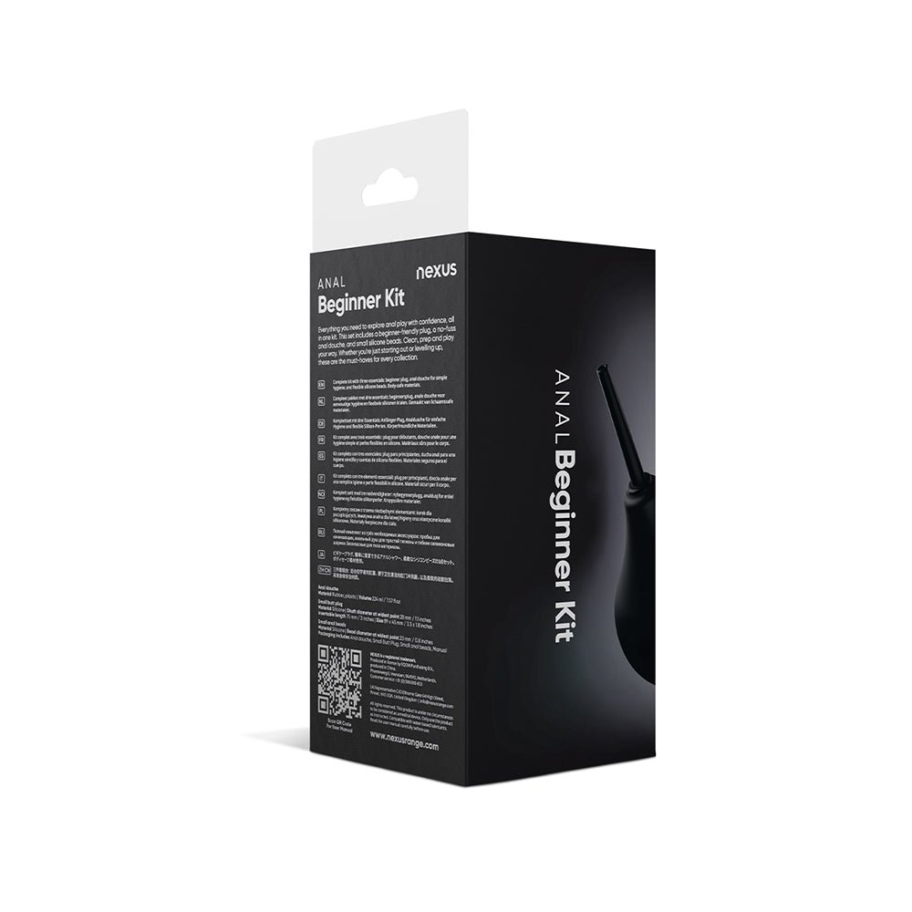 Nexus Anal Beginner Kit with Douche, Silicone Beads, Small Silicone Butt Plug Black - Image 3
