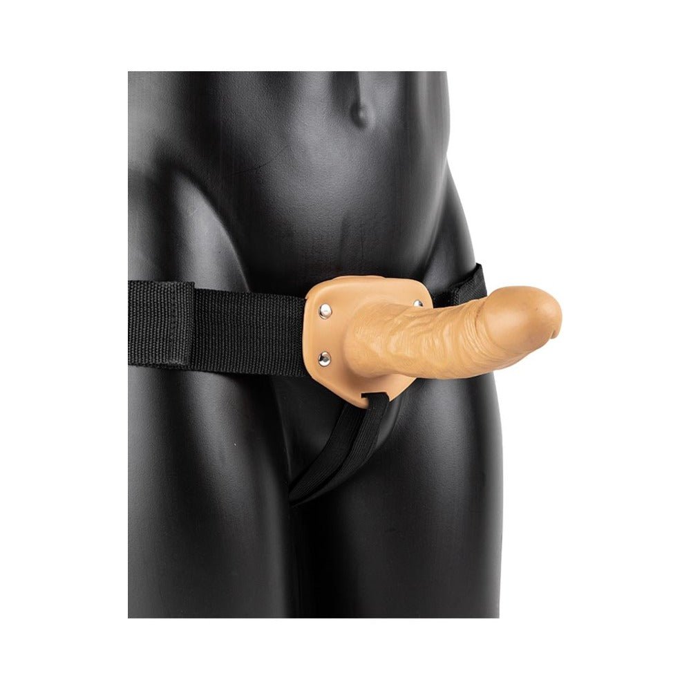 RealRock Realistic 6 in. Hollow Strap-On Tan - Image 2