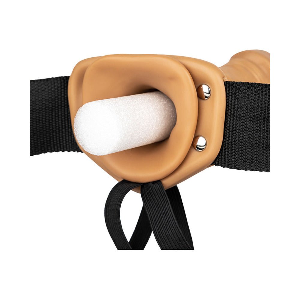 RealRock Realistic 6 in. Hollow Strap-On Tan - Image 6