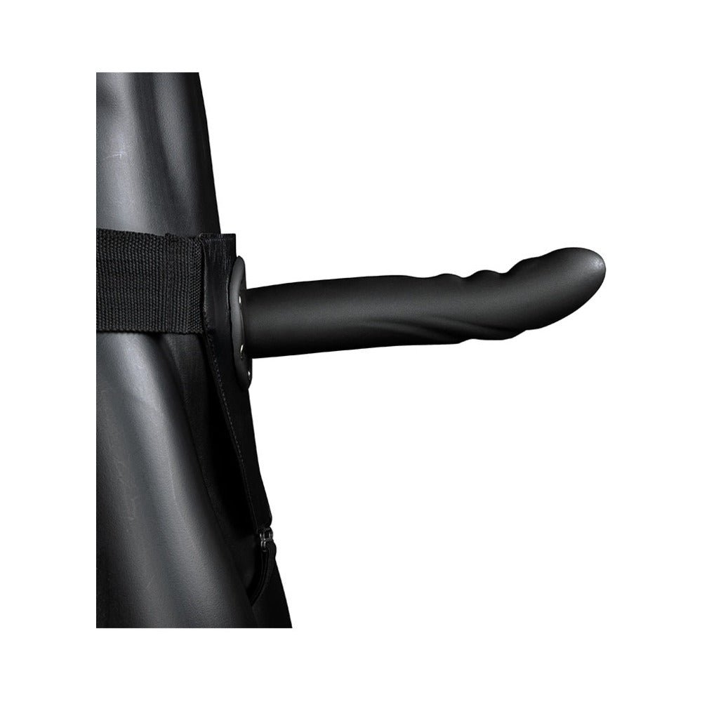 Ouch! Textured Curved 8 in. Hollow Strap-On Black - Image 2
