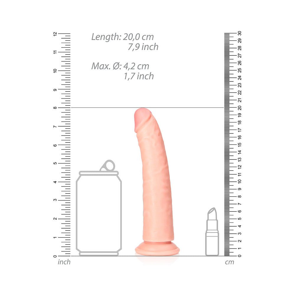 RealRock Realistic 7 in. Slim Dildo With Suction Cup Beige - Image 6
