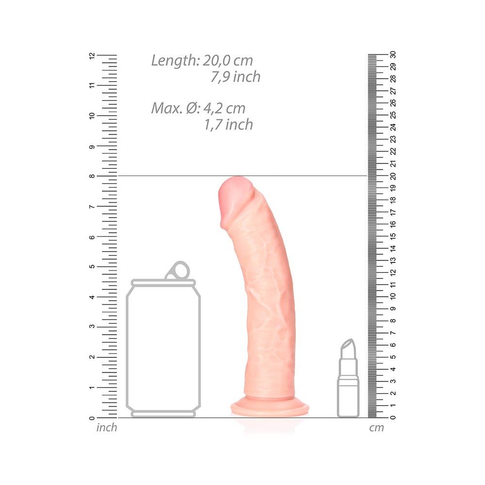 RealRock Realistic 7 in. Curved Dildo With Suction Cup Beige - Image 6