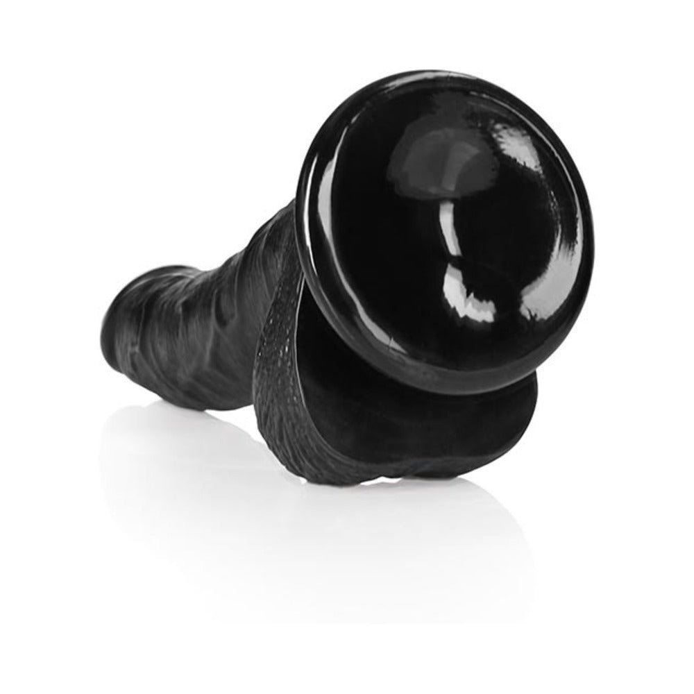 RealRock Realistic 7 in. Curved Dildo With Balls and Suction Cup Black - Image 5