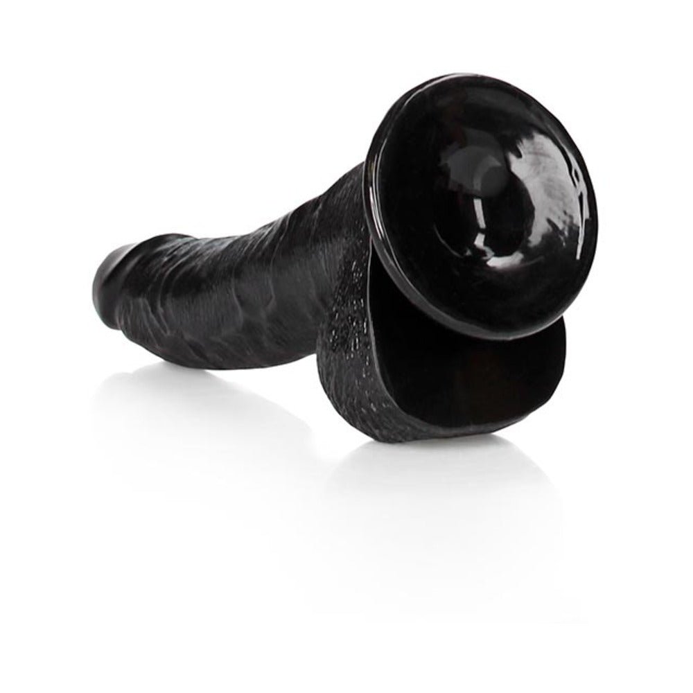 RealRock Realistic 8 in. Curved Dildo With Balls and Suction Cup Black - Image 5