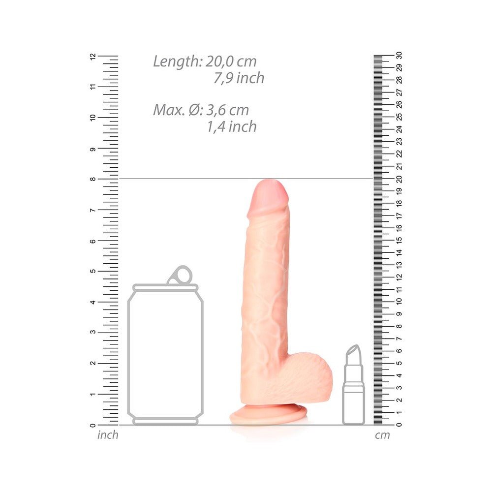 RealRock Realistic 7 in. Straight Dildo With Balls and Suction Cup Beige - Image 6