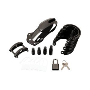 Alternative view of Blue Line Acrylic Chastity Cage Black