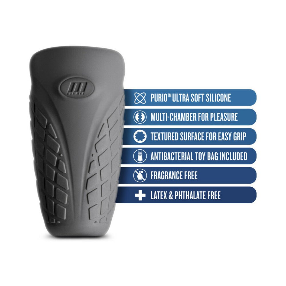 M Elite Platinum Gript Silicone Stroker Black - Image 4