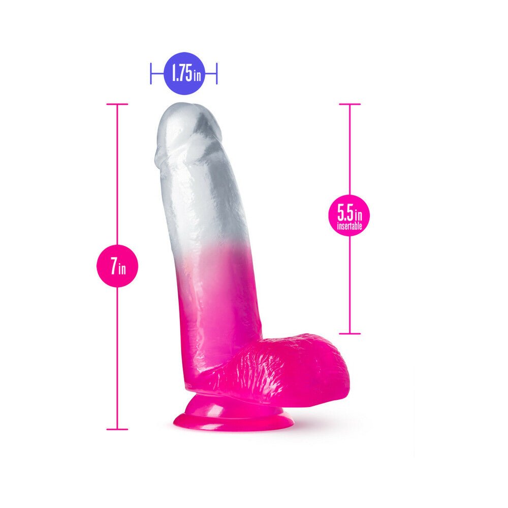 B Yours Sugar Magnolia 7 in. Dildo with Balls Fuchsia - Image 6
