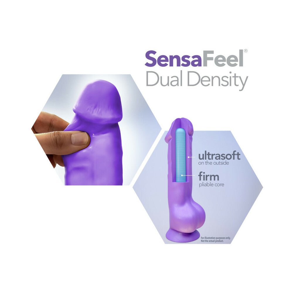 Neo 11 in. Dual Density Dildo with Balls Neon Purple - Image 6