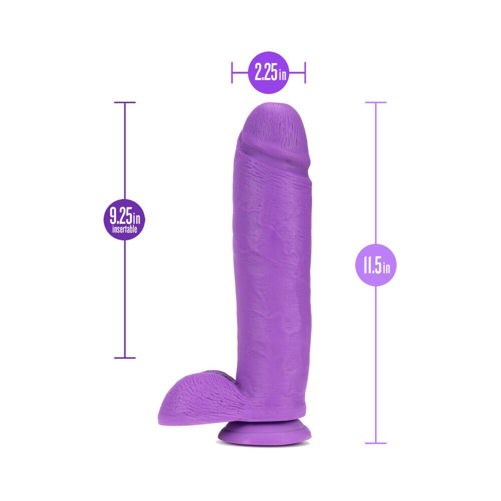 Neo 11 in. Dual Density Dildo with Balls Neon Purple - Image 7