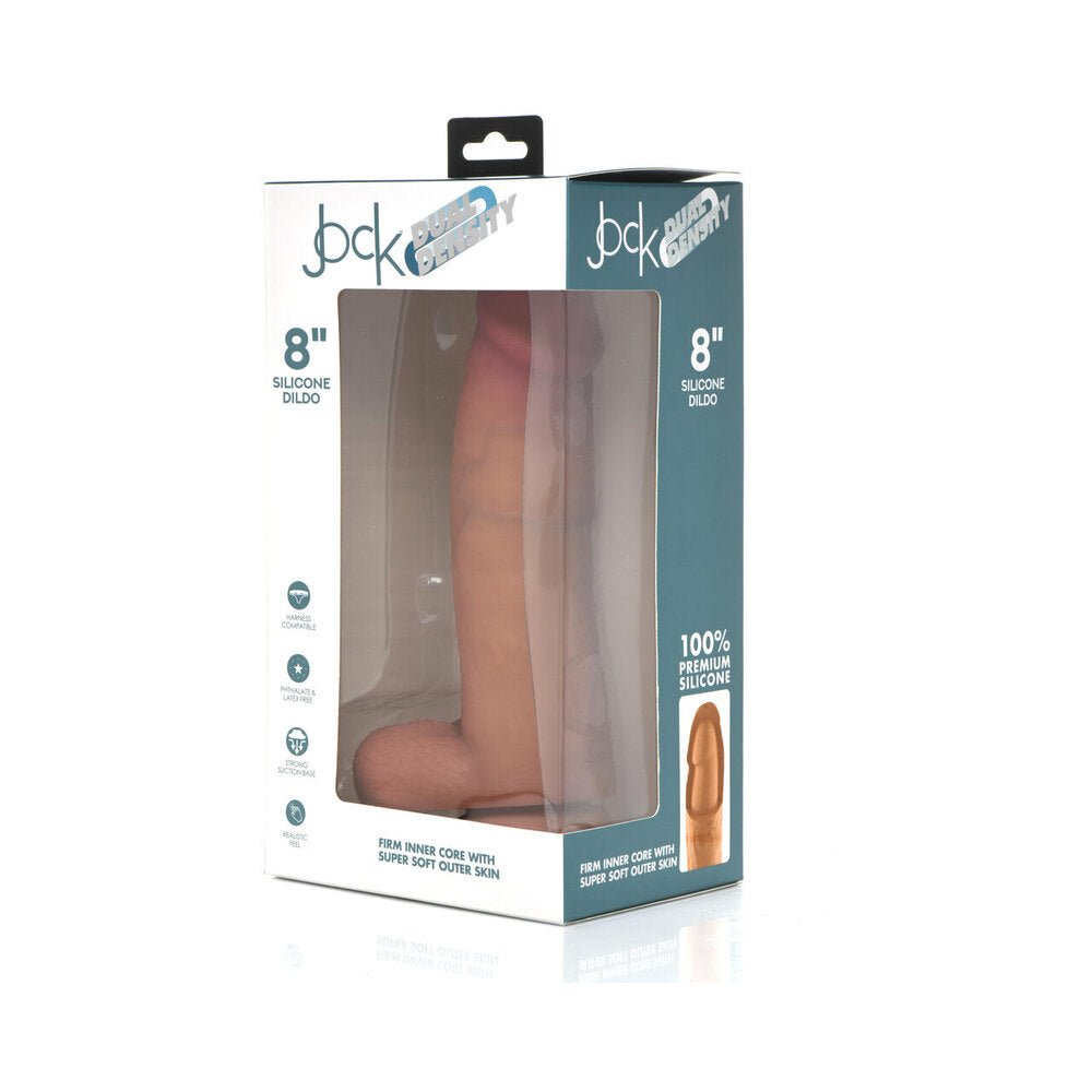 Curve Toys Jock Dual Density 8 in. Silicone Dildo with Balls & Suction Cup Light - Image 2
