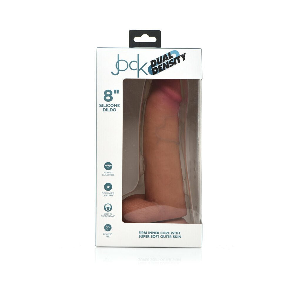 Curve Toys Jock Dual Density 8 in. Silicone Dildo with Balls & Suction Cup Light - Image 3