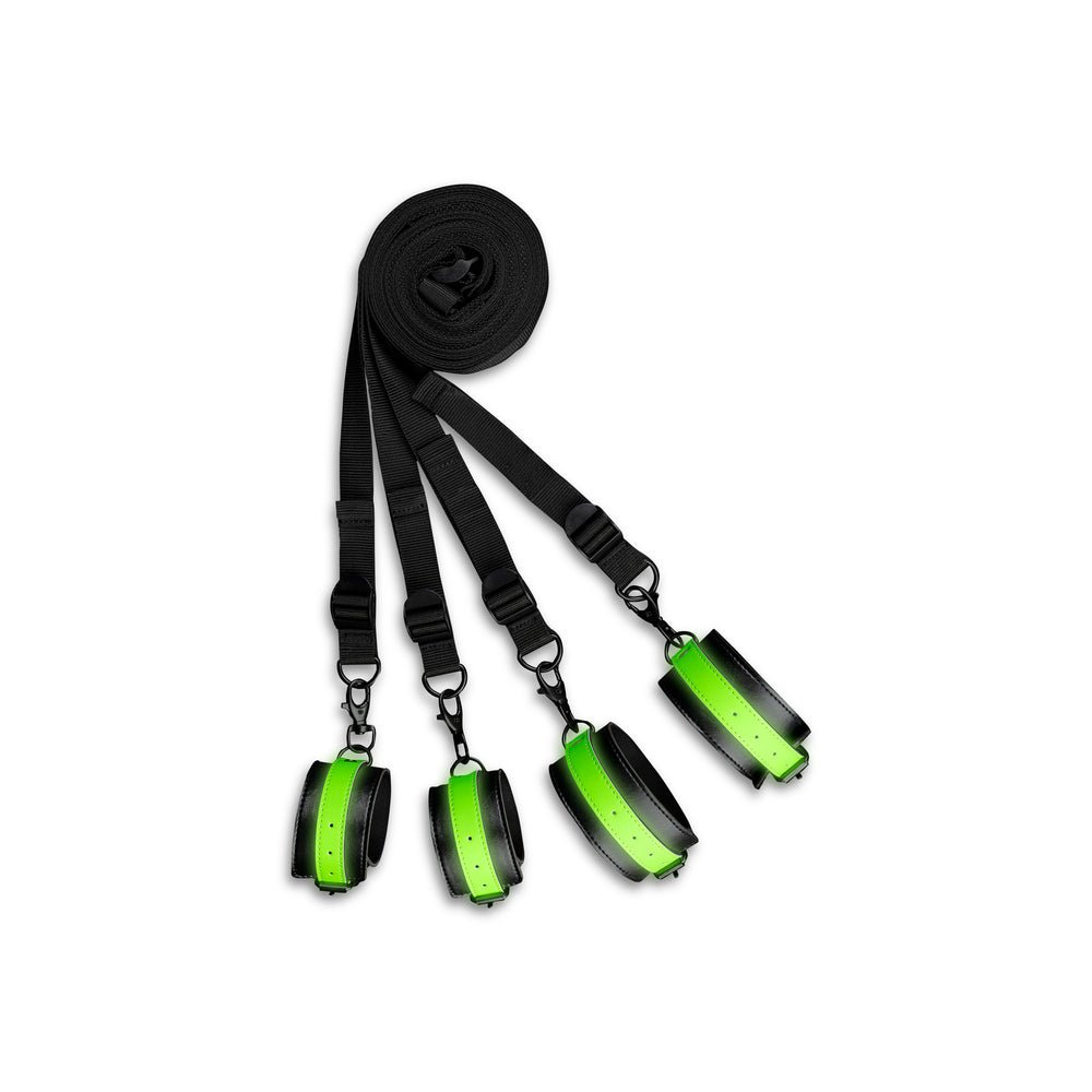 Ouch! Glow in the Dark Bed Bindings Restraint Kit Neon Green - Image 2
