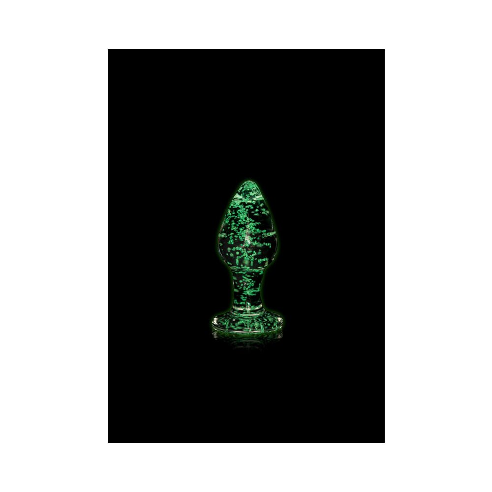 Ouch! Glow in the Dark Glass Anal Plug Clear/Green Small - Image 3