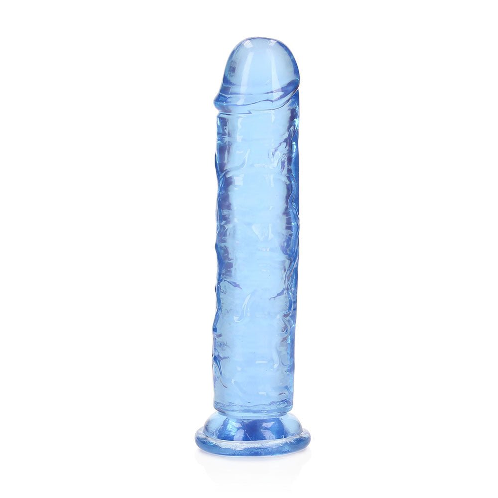 RealRock Crystal Clear Straight 7 in. Dildo Without Balls Blue - Image 2