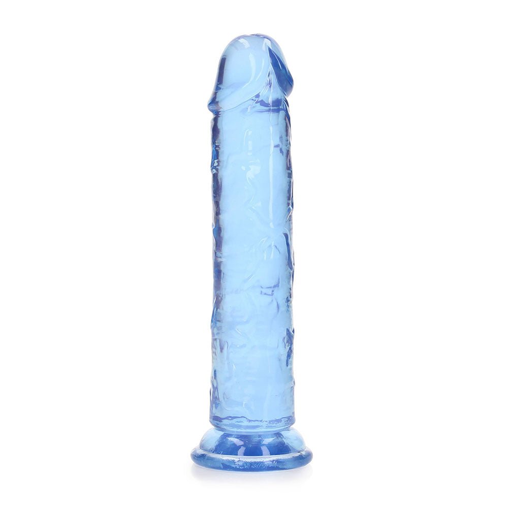 RealRock Crystal Clear Straight 7 in. Dildo Without Balls Blue - Image 3