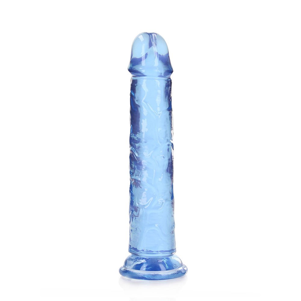 RealRock Crystal Clear Straight 7 in. Dildo Without Balls Blue - Image 4